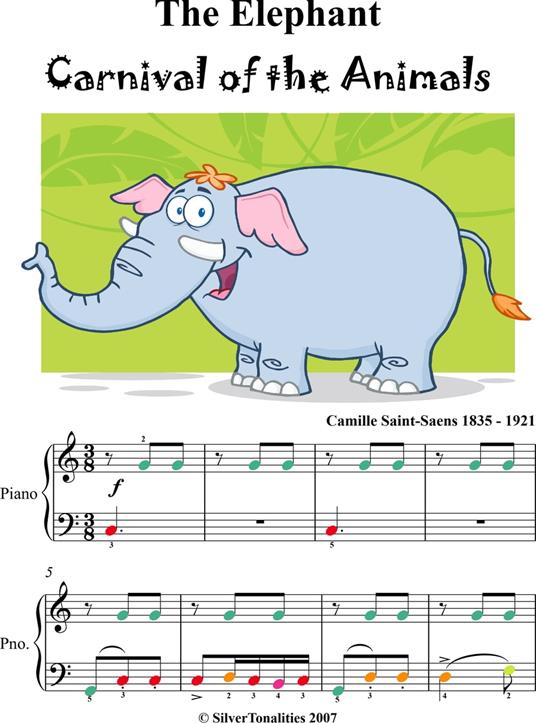 The Elephant Carnival of the Animals Easiest Piano Sheet Music - Saint-Saens Camille - ebook