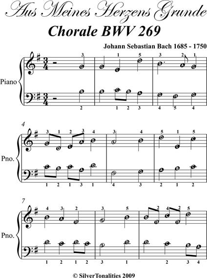 Aus Meines Herzens Grande BWV 269 Easy Piano Sheet Music - Johann Sebastian Bach - ebook