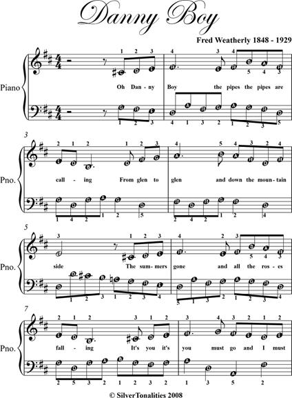 Danny Boy Easy Piano Sheet Music - Traditional Irish Folk Song - ebook