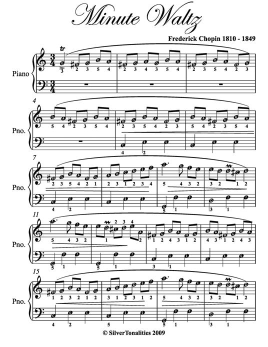 Minute Waltz Easy Piano Sheet Music - Chopin Frederick - ebook