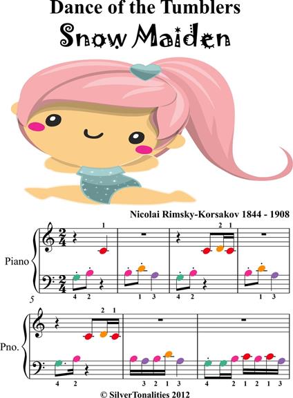 Dance of the Tumblers Beginner Piano Sheet Music with Colored Notes - Nikolai Rimsky-Korsakov - ebook