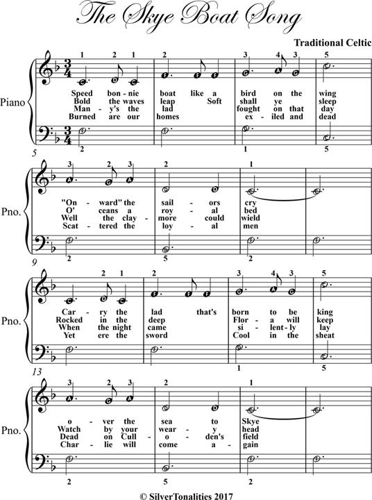 The Skye Boat Song Easiest Piano Sheet Music - Traditional Irish Folk Songs - ebook