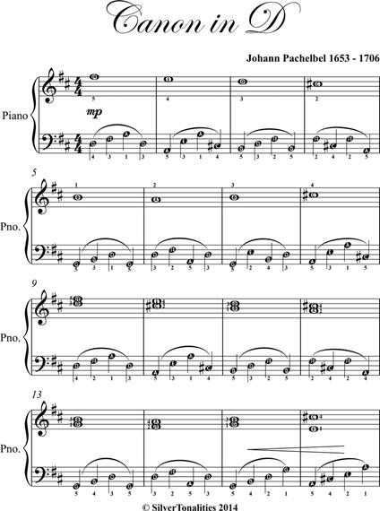 Canon in D Major Easy Elementary Piano Sheet Music - Pachelbel Johann - ebook