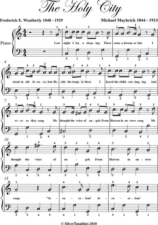 The Holy City Easy Piano Sheet Music - Fred Weatherly - ebook