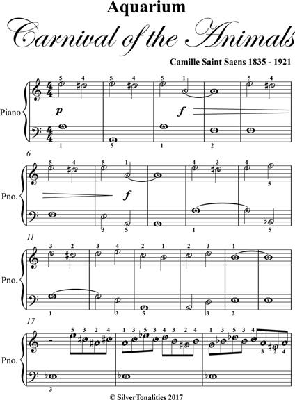 Aquarium Carnival of the Animals Beginner Piano Sheet Music - Saint-Saens Camille - ebook