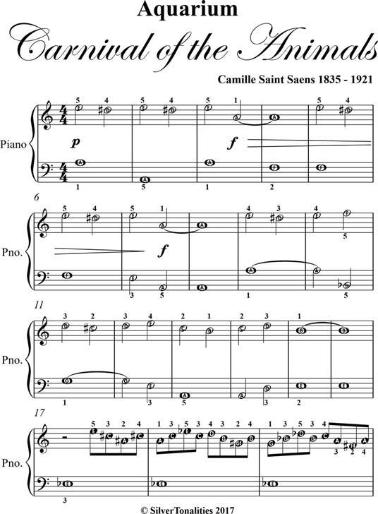 Aquarium Carnival of the Animals Beginner Piano Sheet Music - Saint-Saens Camille - ebook