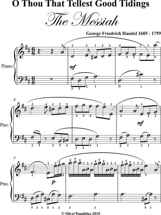 O Thou That Tellest Good Tidings Messiah Easy Piano Sheet Music - George Friedrich Handel - ebook