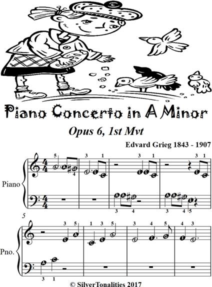 Piano Concerto In A Minor Opus 6 First Mvt Beginner Piano Sheet Music - Grieg Edvard - ebook