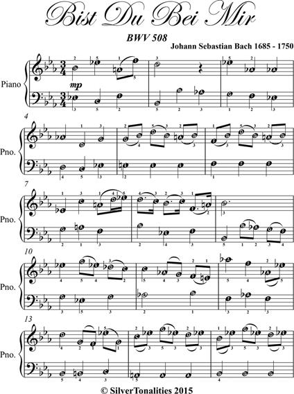 Bist Du Bei Mir BWV 508 Easy Piano Sheet Music - Johann Sebastian Bach - ebook