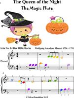 Queen of the Night Magic Flute Beginner Piano Sheet Music with Colored Notes