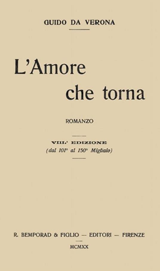 L'amore che torna - Guido Da Verona - ebook