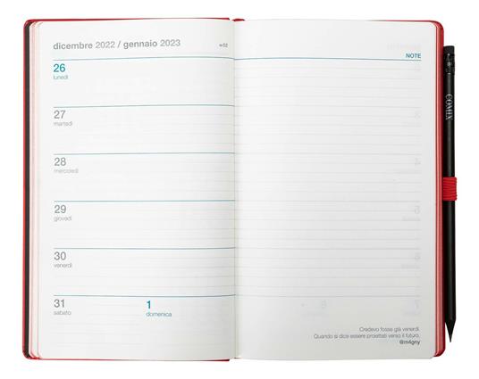 Agenda Comix 2023, 12 mesi settimanale, Large Horizontal con matita, rosso  - 13 x 21 cm - Comix - Cartoleria e scuola | IBS