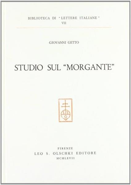Studio sul «Morgante» - Giovanni Getto - copertina