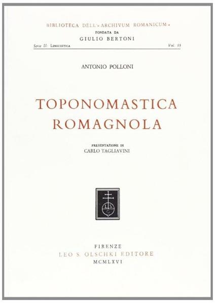 Toponomastica romagnola - Antonio Polloni - copertina