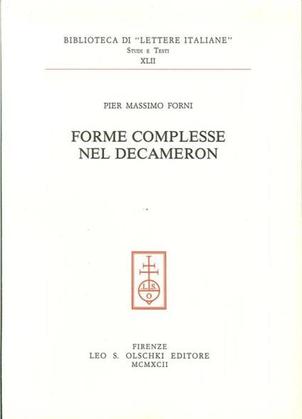 Forme complesse nel «Decameron» - P. Massimo Forni - copertina
