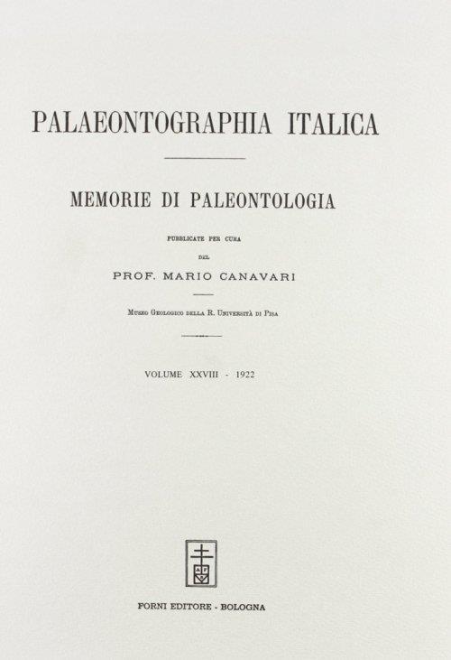 Palaeontographia italica. Raccolta di monografie paleontologiche - copertina