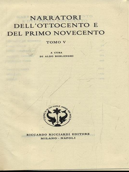 Narratori dell'Ottocento e del primo Novecento. Vol. 64. Tomo V - copertina