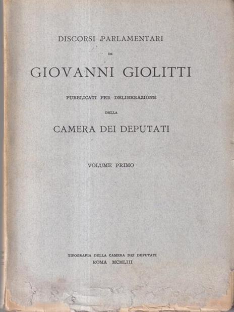 Discorsi Parlamentari - Giovanni Giolitti - copertina