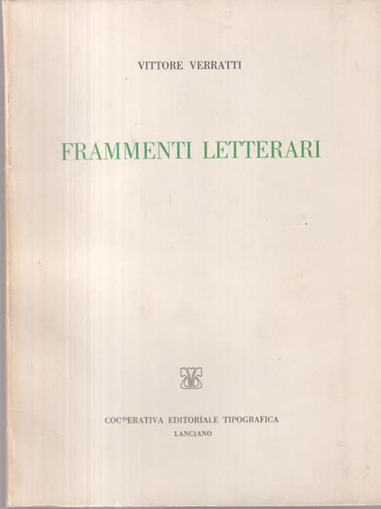 Frammenti letterari - Vittore Verratti - copertina