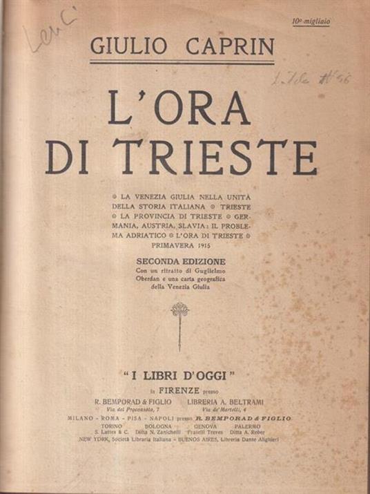 L' ora di Trieste - Giulio Caprin - copertina