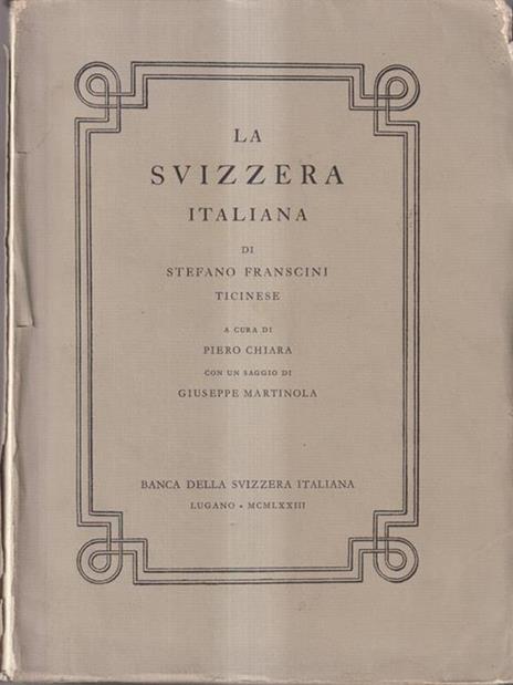 La Svizzera Italiana - S. Frascini - copertina