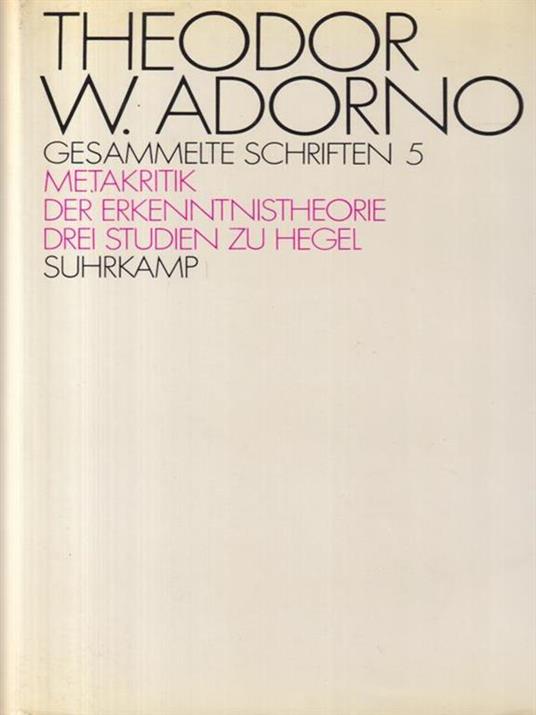 Metakritik der Erkenntnistheorie - Theodor W. Adorno - copertina