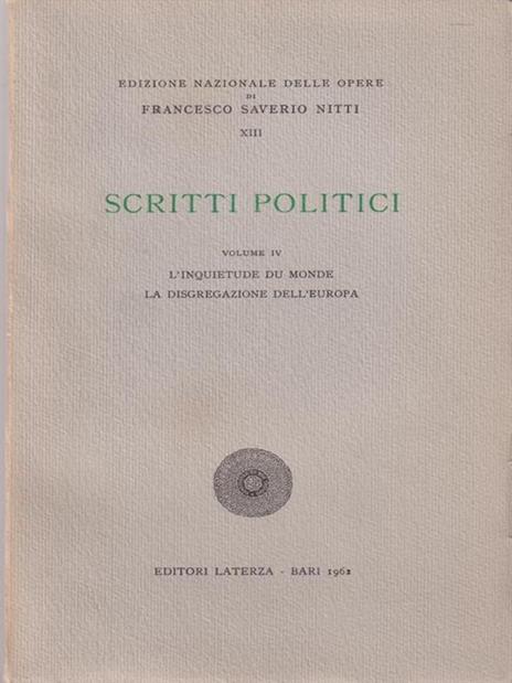 Scritti politici. Vol.4 - F. Saverio Nitti - copertina