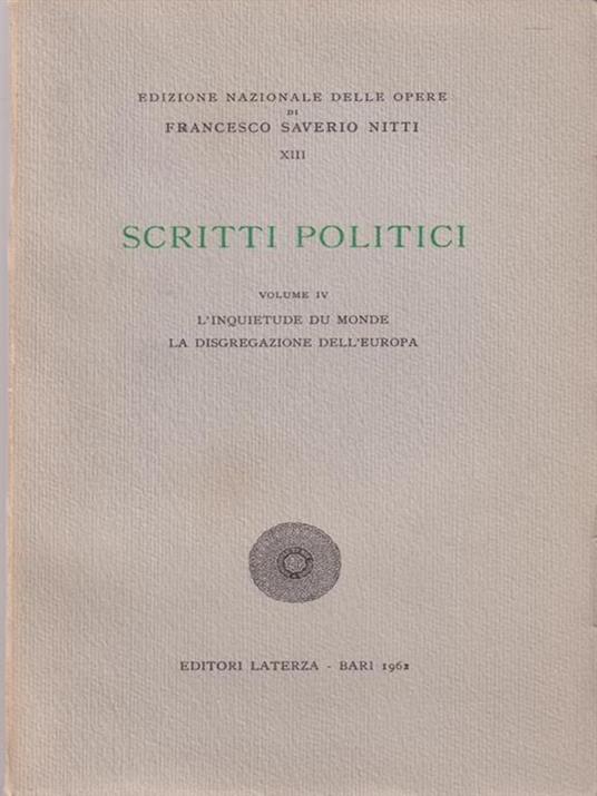 Scritti politici. Vol.4 - F. Saverio Nitti - copertina