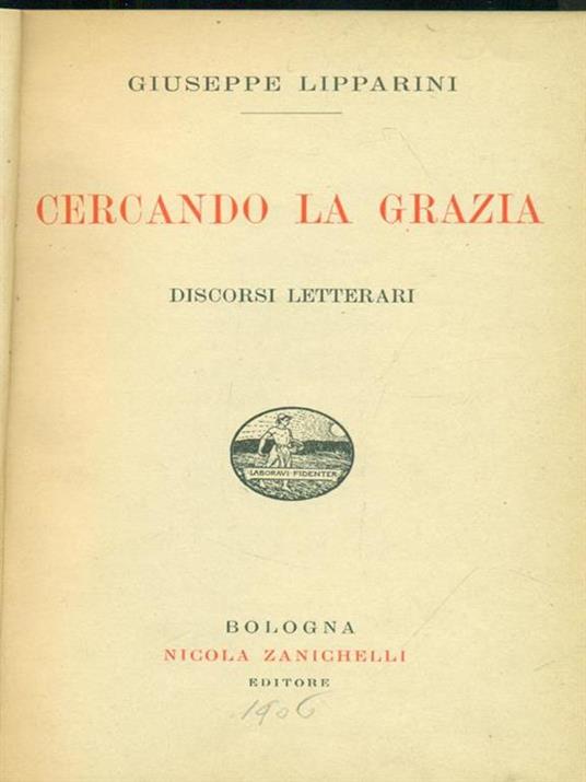 Cercando La Grazia - Giuseppe Lipparini - copertina