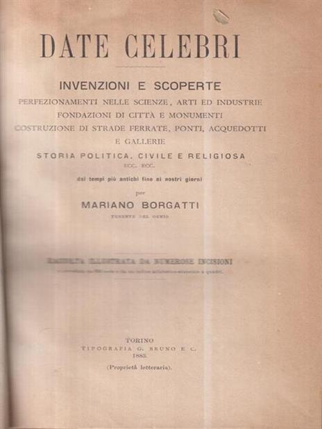 Date celebri. Invenzioni e scoperte - Mariano Borgatti - copertina
