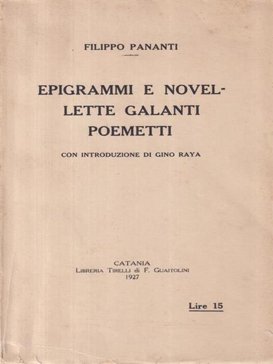 Epigrammi e novellette galanti poemetti - Filippo Pananti - copertina