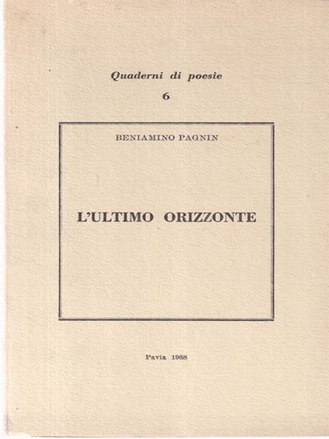 L' ultimo orizzonte - Beniamino Pagnin - copertina