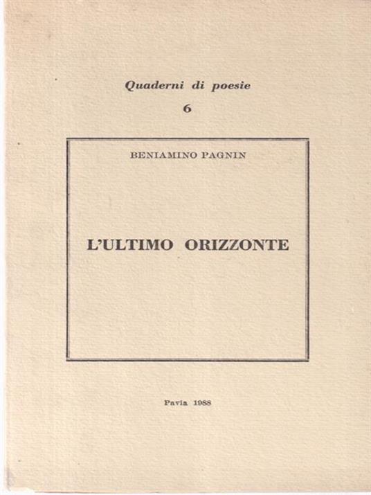 L' ultimo orizzonte - Beniamino Pagnin - copertina