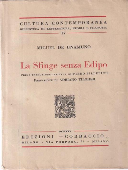 La sfinge senza edipo - Miguel de Unamuno - copertina