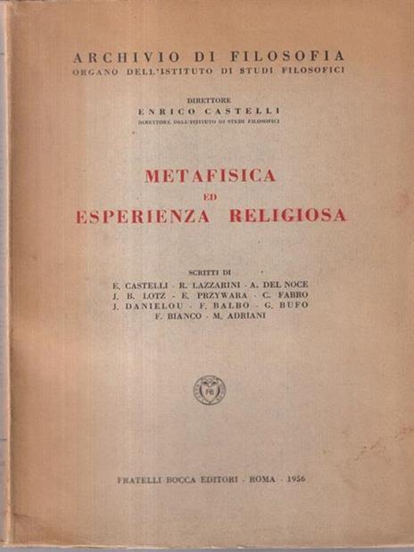 Metafisica ed esperienza religiosa - 2