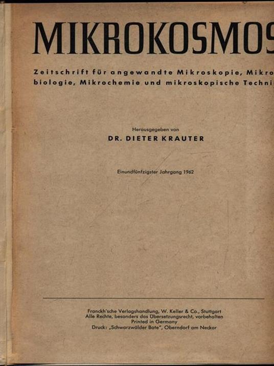 Mikrokosmos. 1962 - Dieter Krauter - copertina