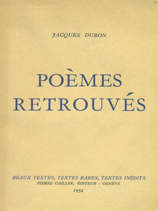 Poemes retrouves - Jacques Duron - 3