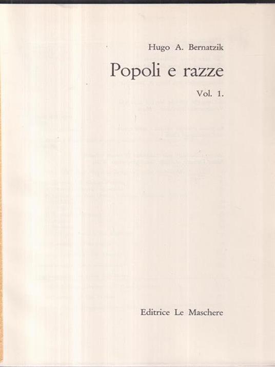 Popoli e razze. 3 Volumi - Hugo A. Bernatzik - copertina