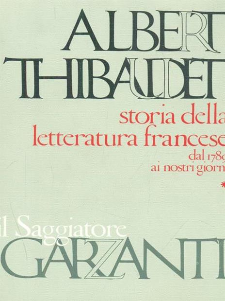 Storia della letteratura francese 2 voll - Albert Thibaudet - copertina