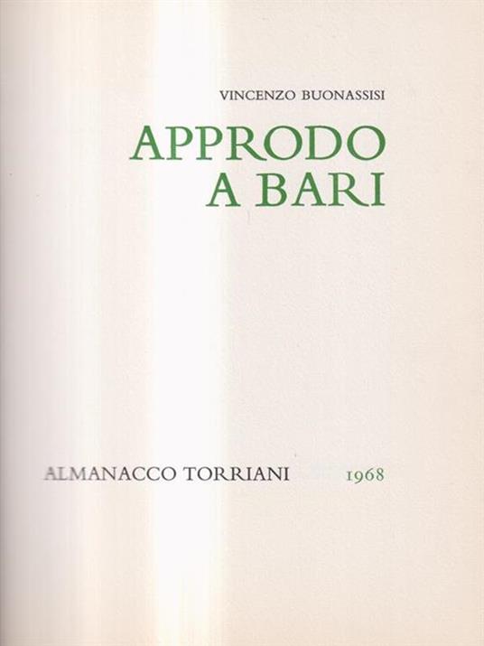 Approdo a Bari. Almanacco Torriani. 1968 - Vincenzo Buonassisi - copertina