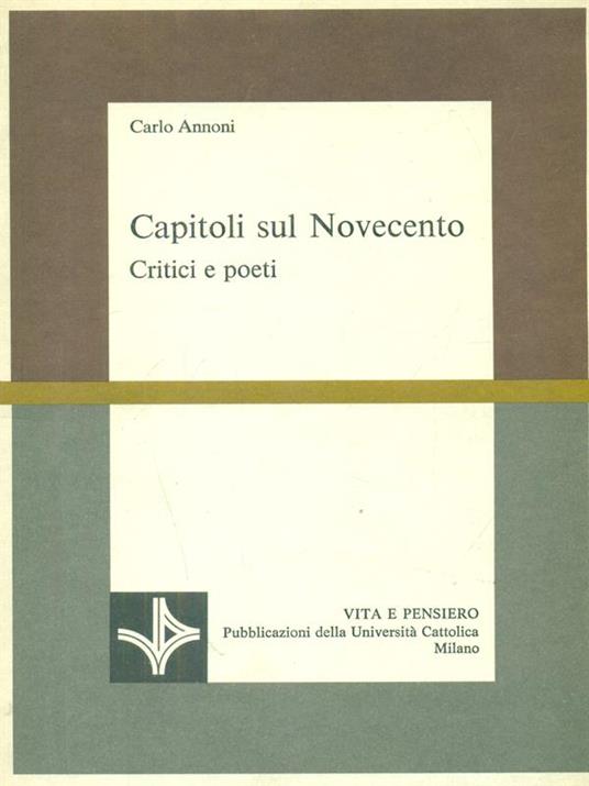 Capitoli sul Novecento. Critici e poeti - Carlo Annoni - copertina