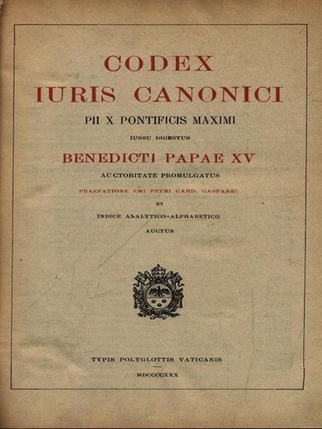 Codex Iuris Canonici 1930 - Benedetto XV - copertina