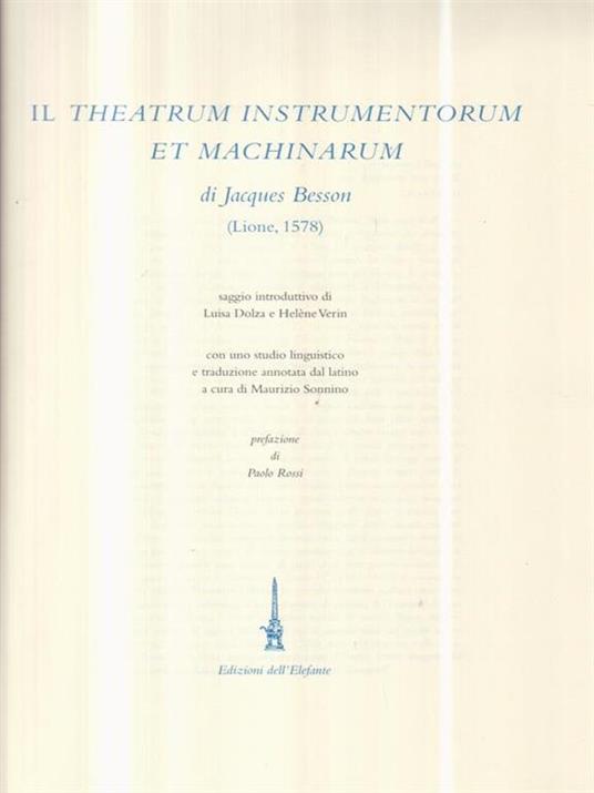 Il theatrum instrumentorum et machinarum - Jacques Besson - copertina