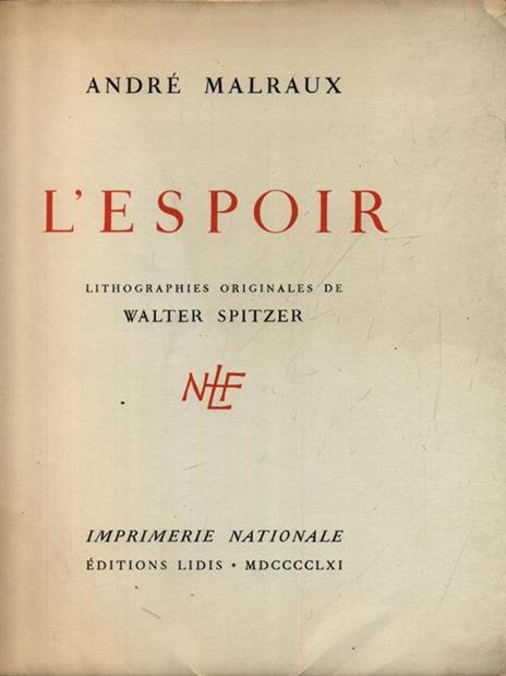 L' Espoir - André Malraux - copertina