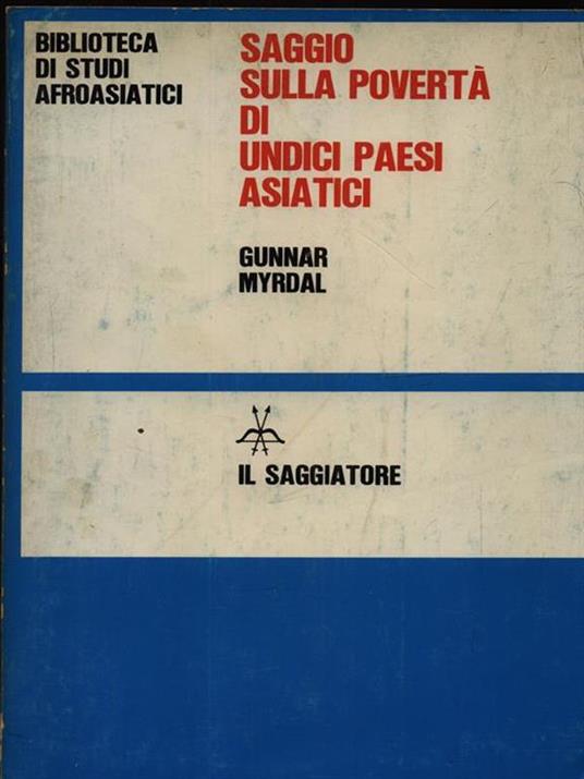 Saggio sulla povertà di undici paesi asiatici. 3 Voll - Gunnar Myrdal - copertina