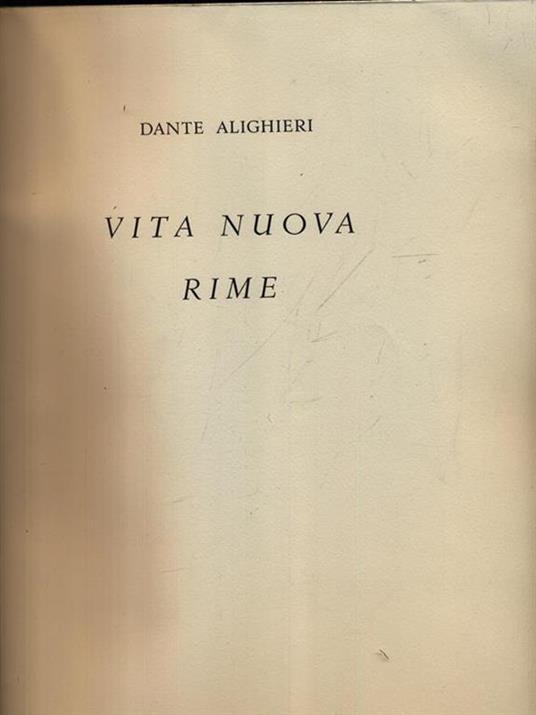 Vita Nuova, Rime - Dante Alighieri - copertina
