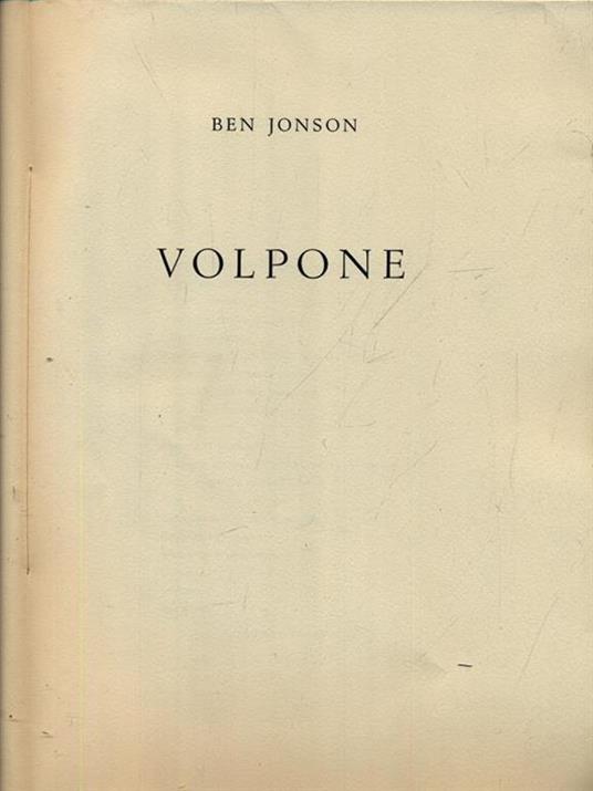 Volpone - Ben Jonson - copertina