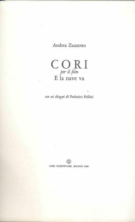 Cori per il film. e la nave va - Andrea Zanzotto - copertina