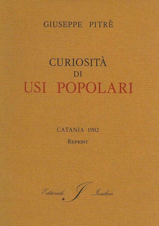 Curiosità di usi popolari - Giuseppe Pitrè - copertina