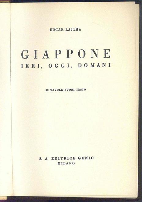 Giappone ieri, oggi, domani - Edgar Lajtha - copertina